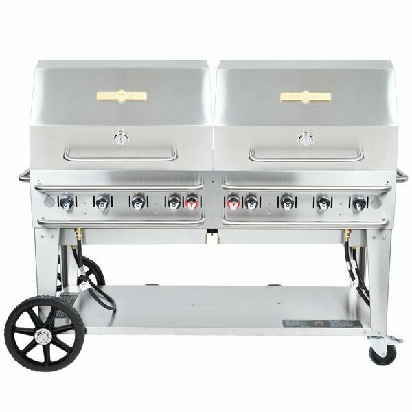 Crown Verity RCB-60RDP Liquid Propane 60in Pro Series Outdoor Rental Grill with Roll Dome Package 255RCB60RDPL